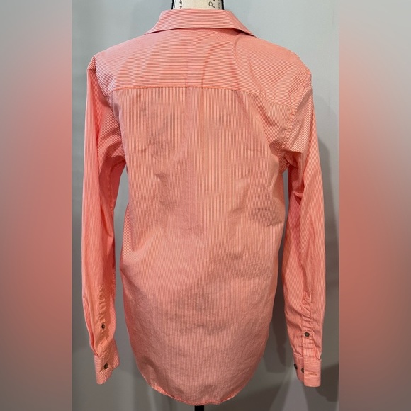 🧡Calvin Klein Long-Sleeve Button-Down Shirt - Light Orange with White Stripes - Picture 6 of 8